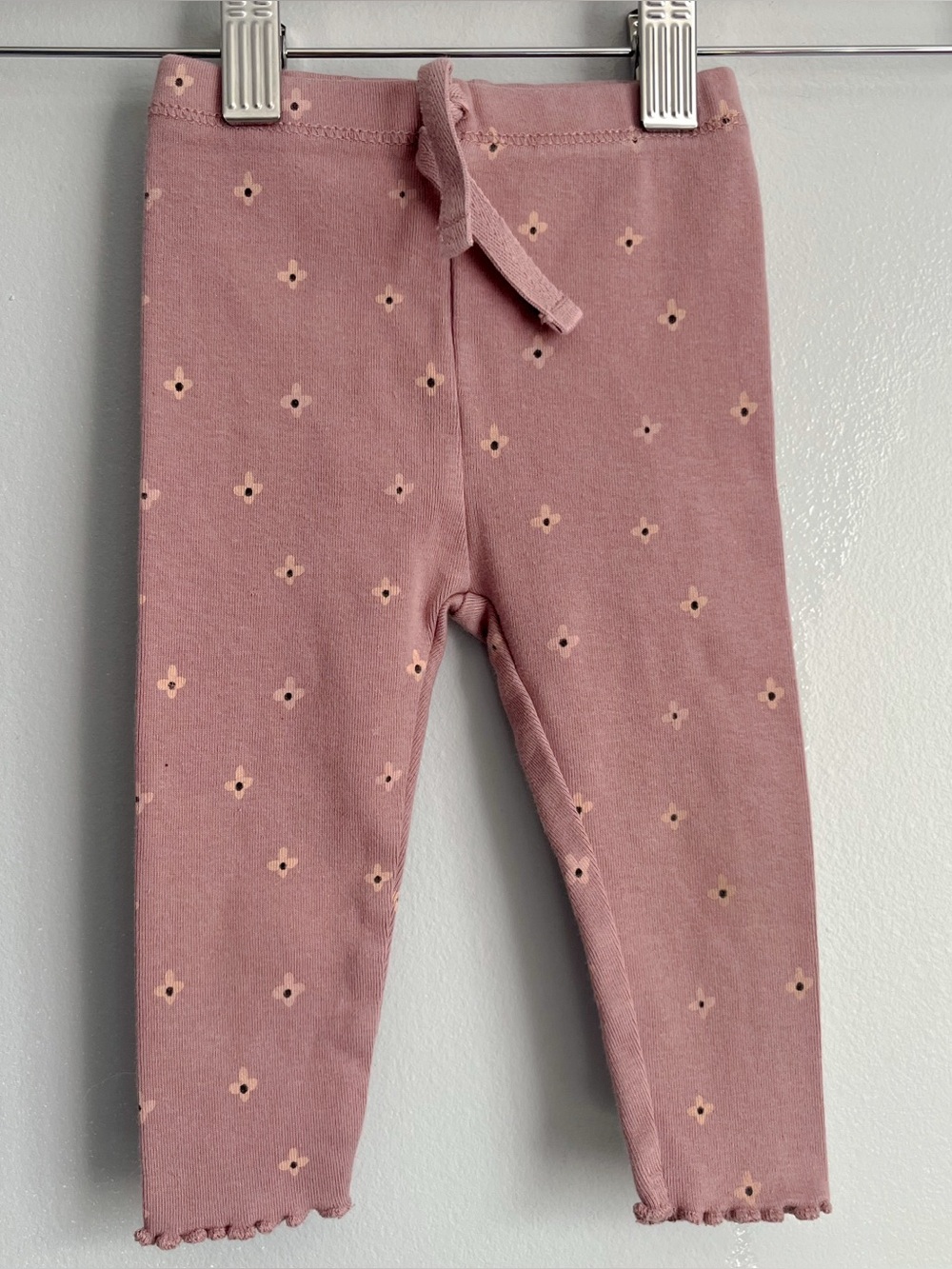 Zara baby girl floral leggings - 6-9 months - dusty rose/pink